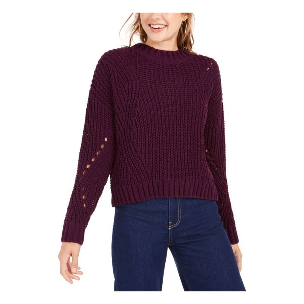 wynter Womens Purple Patterned Long Sleeve Crew Neck Blouse M